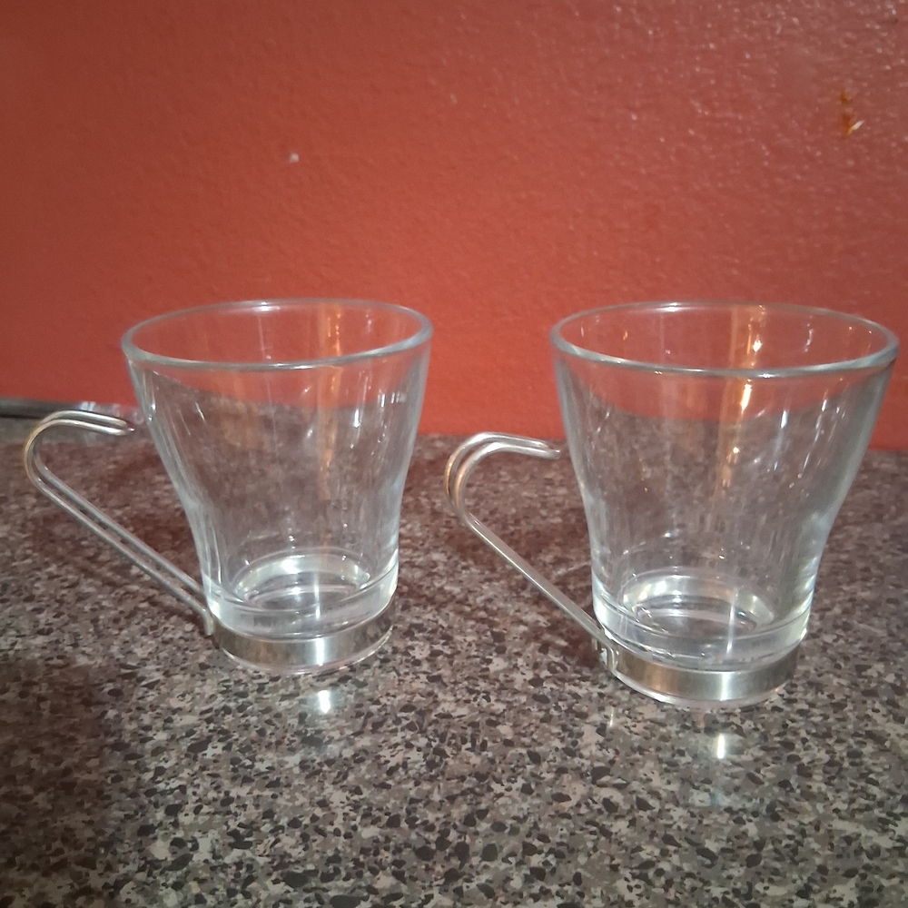 Clear Glass Coffee Mugs Set